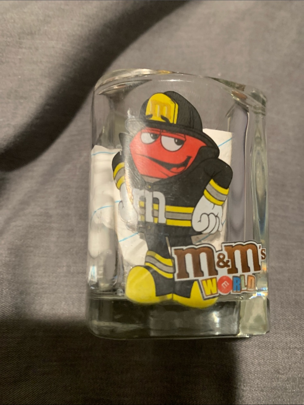 M&M'S Red and Yellow Firefighter Character Glass Vase